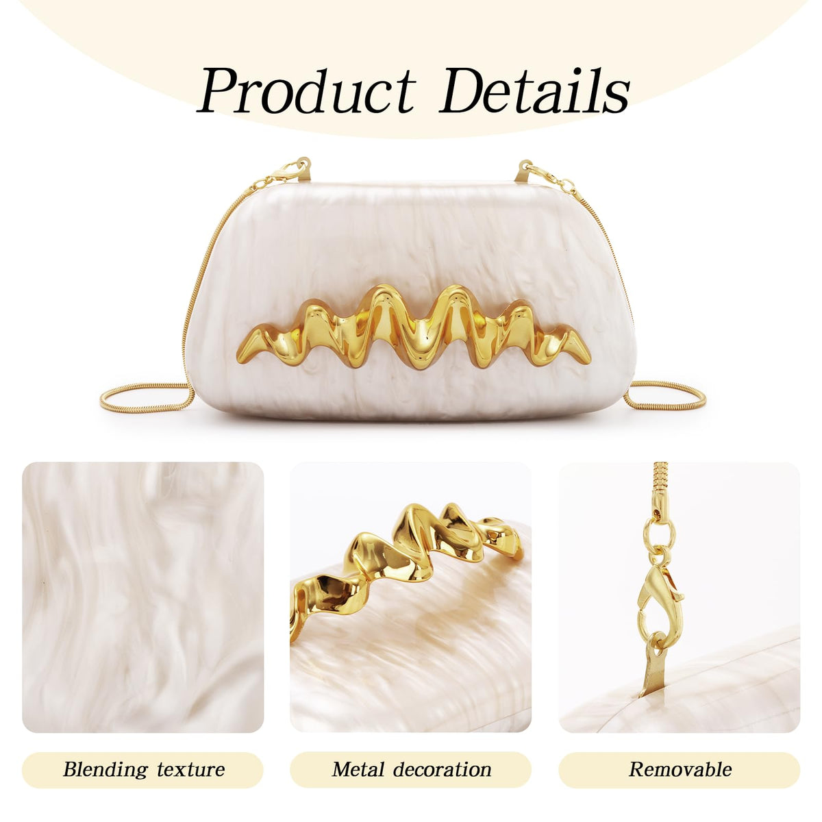 KUANG! Clutch Purses for Women Acrylic Evening Handbags for Wedding Party Crossbody Shoulder Bag Trendy