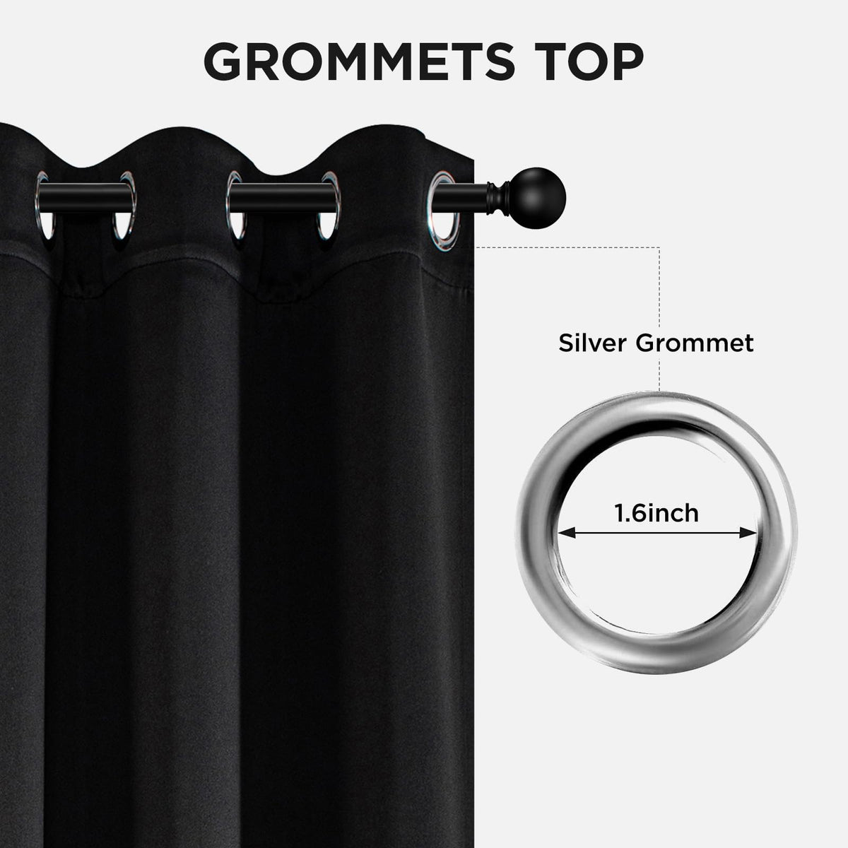 Joydeco Blackout Curtains for Bedroom 84 Inch - Black Out Curtains with Grommets Thermal Insulated Room Darkening Light Blocking, Noise Reducing & Wrinkle-Free Drapes for Living Room Windows, 2 Panels