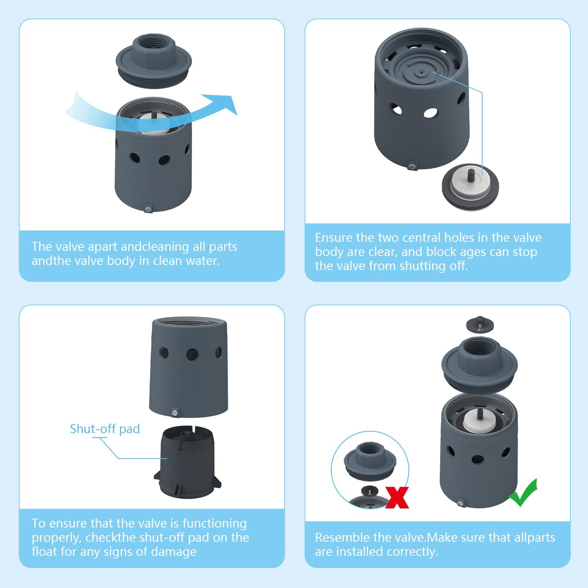 1" Float Valve for Water Tank, Automatic Water Level Control Valve, High Flow Fill Valve for Stock Tank, Livestock Water Trough, Pond & Pool, Nylon Resin, Auto Shut-Off
