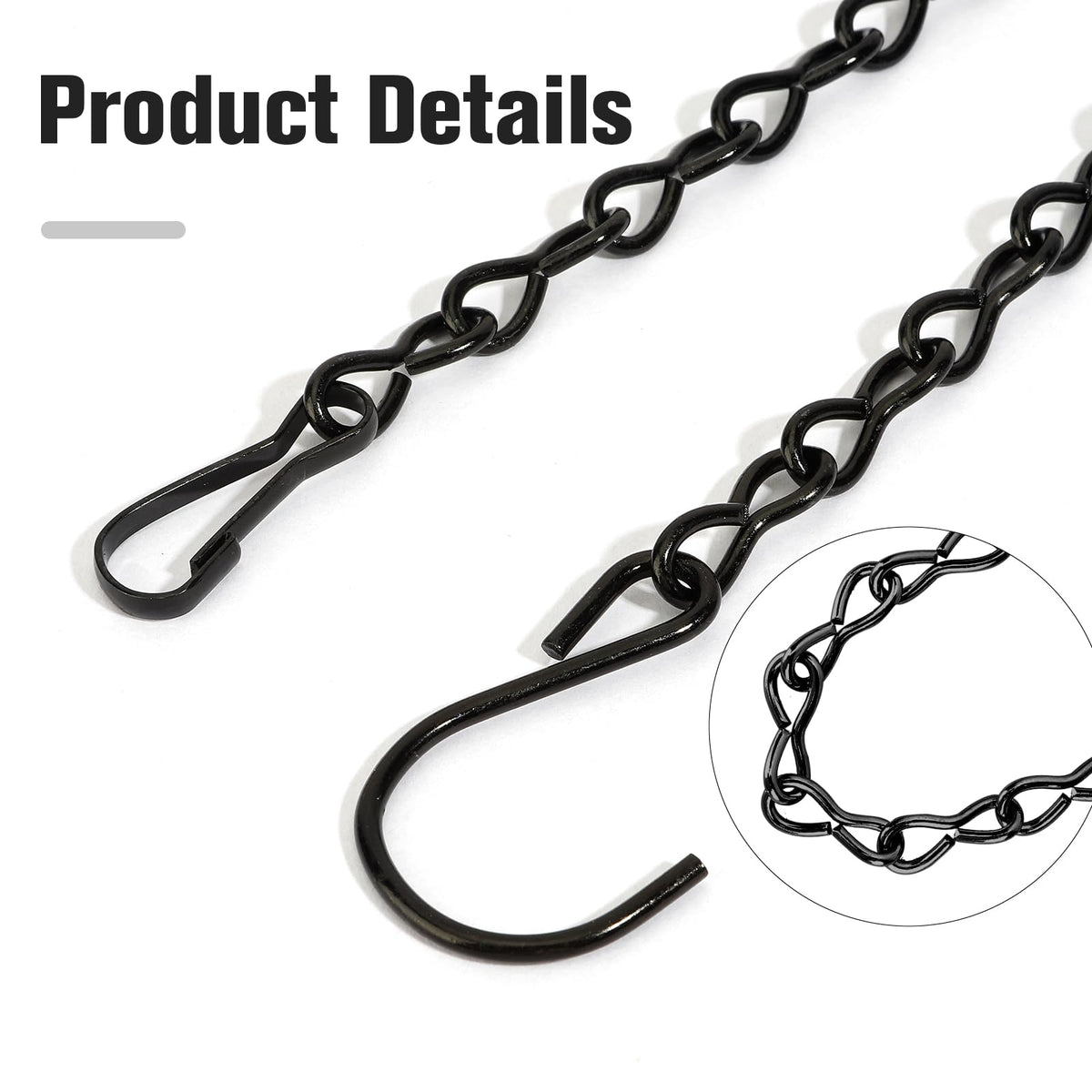 Hanging Basket Chain, Chain for Hanging Plants, 4 Pcs 9.5 Inch Hanging Chain, Hanging Plant Chain, Black Chain for Hanging Bird Feeders Planters Lanterns Baskets Billboards Wind Chimes Ornaments
