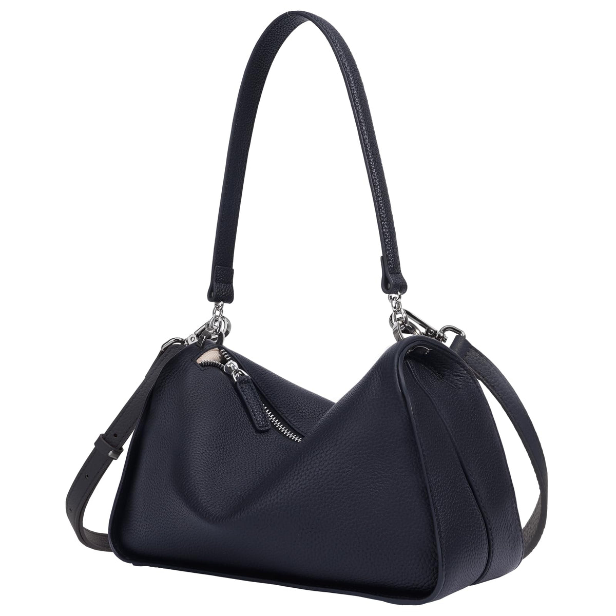 Rosvovo Genuine Leather Purses for Women, Real Leather Women's Crossbody Bag Shoulder bag Handbags Hoho bag with Adjustable Strap, balck,
