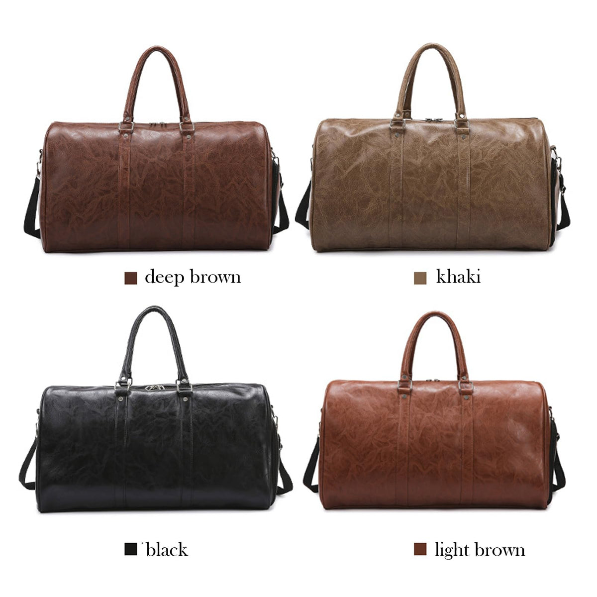 PU Leather Duffle Bag for Travel Duffel Bag, Gym Bag Overnight Bags Weekender Bag for Men (light brown)