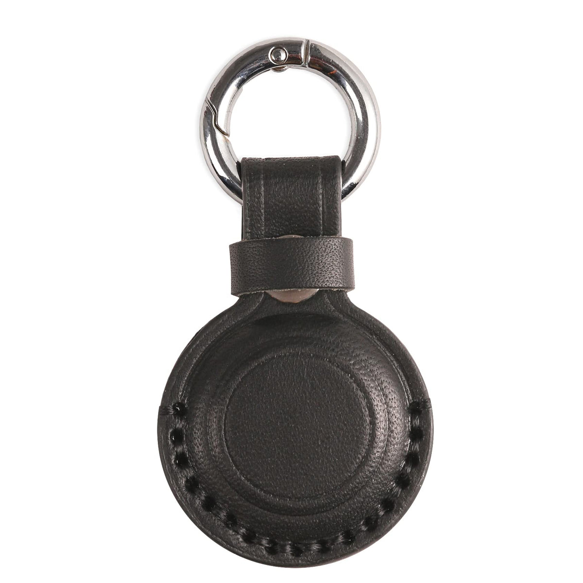 KEEPXYZ Genuine Leather Keychain Holder Compatible with Airtag, Secure for Air Tag Keychain Holder Case Cover Key Chain Ring Accessories - Black V1.0