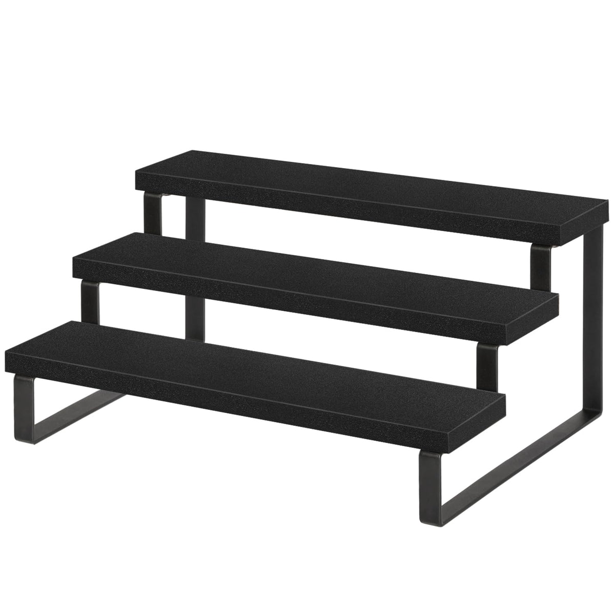 YINMIT Wooden Display Riser Stand, Tiered Perfume and Cologne Organizer Stand, 3 Tier Spice Rack Organizer, Rustic Display Shelf for Candles (3 Tier,Black)