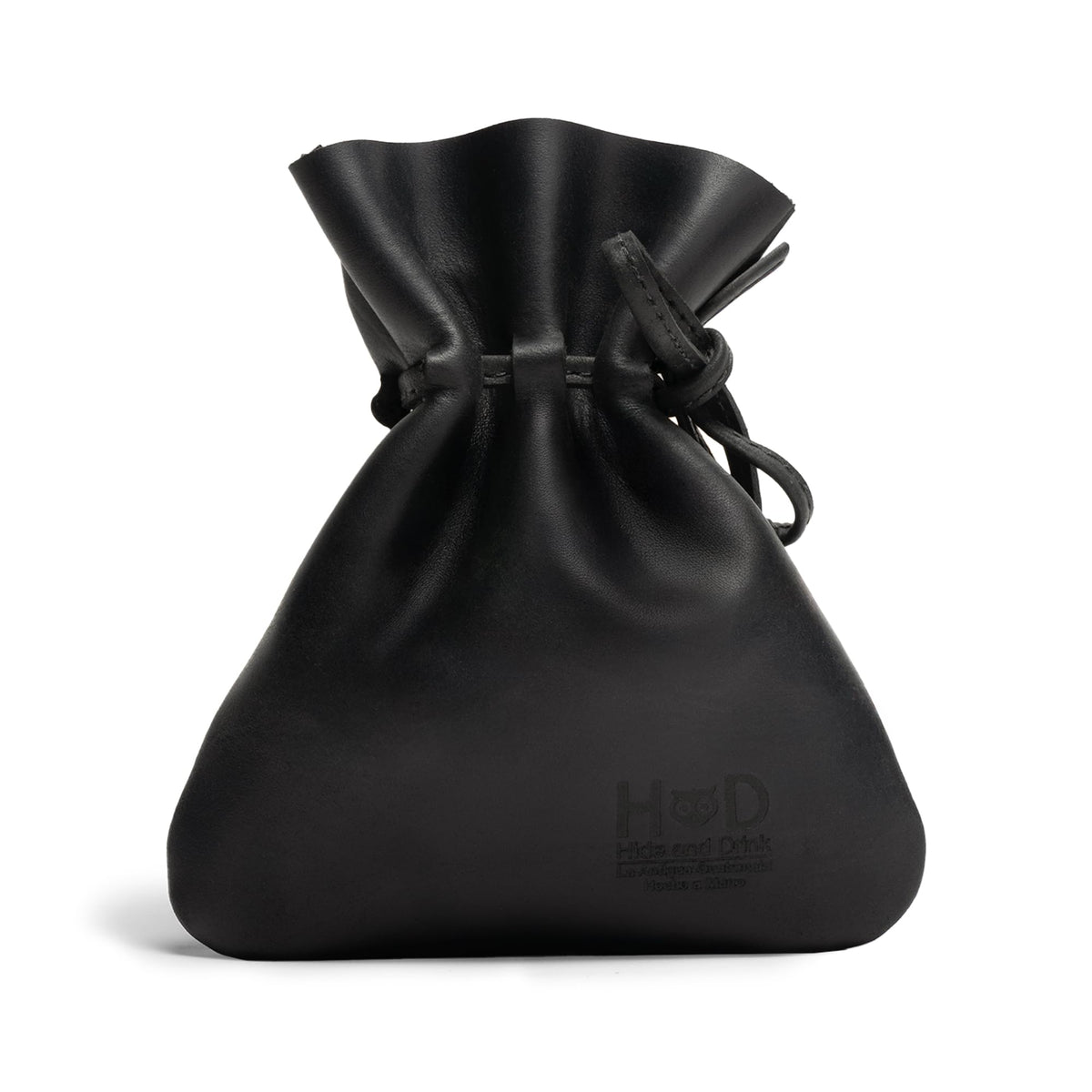 Hide & Drink, Medieval Drawstring Coin Pouch, Vintage Bag, Cosplay, Full Grain Leather, Handmade (Charcoal Black, M)