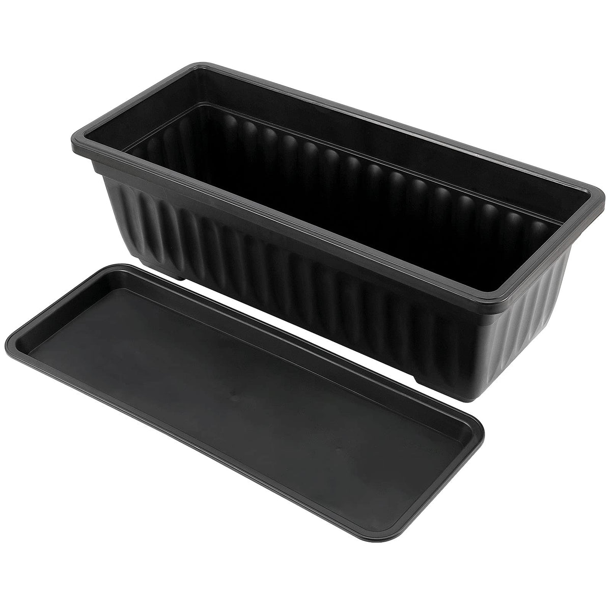 JOIKIT 17 Inches Black Plastic Planter Box, 6 Packs, Good Drainage, Indoor Outdoor Usage, for Garden, Windowsill, Patio, Balcony