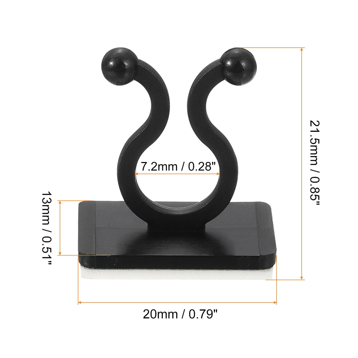 uxcell 100Pcs Plant Climbing Wall Fixture Clips, Plant Fixer Self-Adhesive Hooks Wire Fixing Supporting for Indoor Outdoor Decoration and Cable Wire Fixing (Black, 7.2mm/0.28")