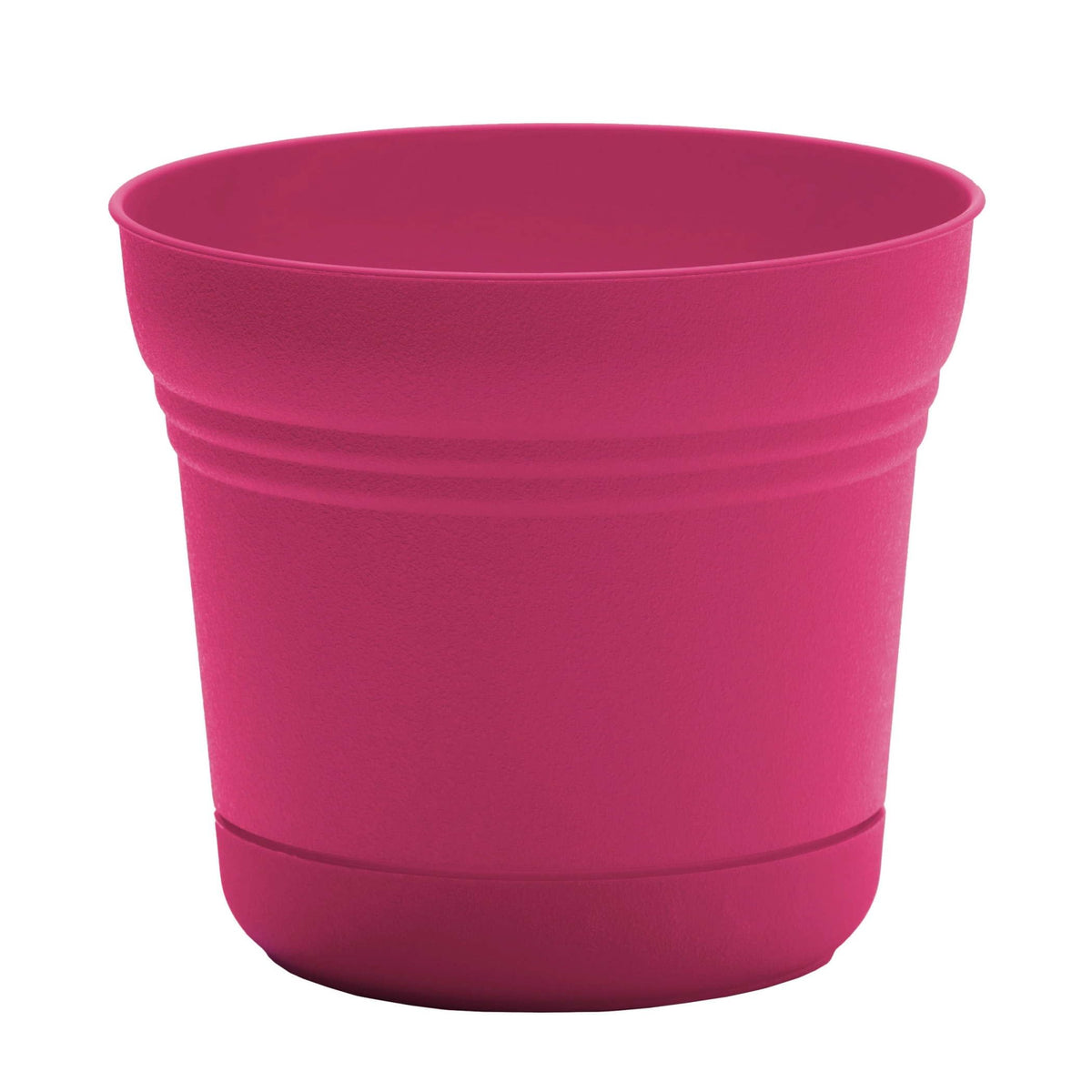 Bloem Saturn 5" Round Plastic Planter - Indoor/Outdoor, Snap-in Saucer & Drainage Holes, Fuchsia, 4-Pack