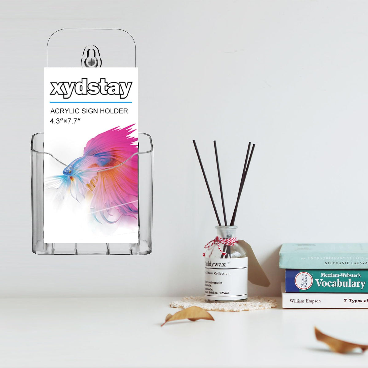 xydstay Brochure Holder 4x9 Inches Slant Back Design, Clear Display Stand, Plastic Table Stand Sign Holder,Pamphlet Holder Flyer Holder, Acrylic Display Stand, Acrylic Table Signs Plastic Paper Holder for Office, Home, Store, 4 Pack