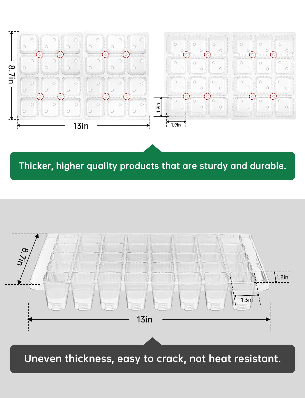 2 Packs Large Seed Starter Tray, Adjustable Brightness and Timer with 48 Full Spectrum LEDs, Seed Starter Kit with Drainage Holes, Tools and Labels for Indoor Plant Growing and Outdoor Gardening