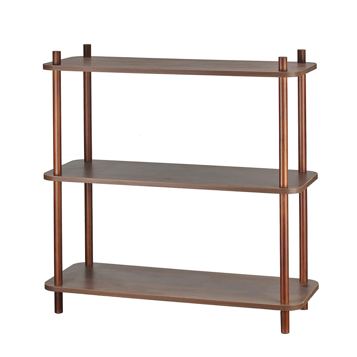 ALPOME 3 Tier Wooden Bookshelf, 31.5 Inch Modern Small Shelf Organizer, Sturdy Bookcase with 1" Thick Pillars for Home Office, Living Room, Easy No-Tool Assembly, Natural Wood Color