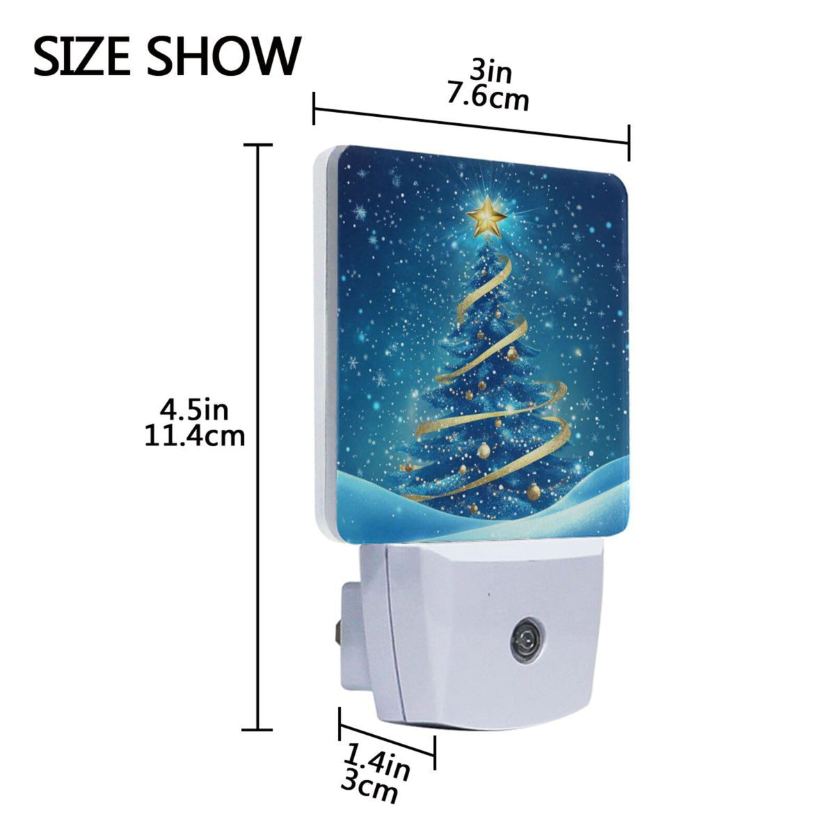 Aslsiy Night Light for Kids Blue Snow Christmas Tree Plug in Wall Lamp LED Dusk to Dawn Sensor Energy Saving Nightlight for Boys Girls Men Women