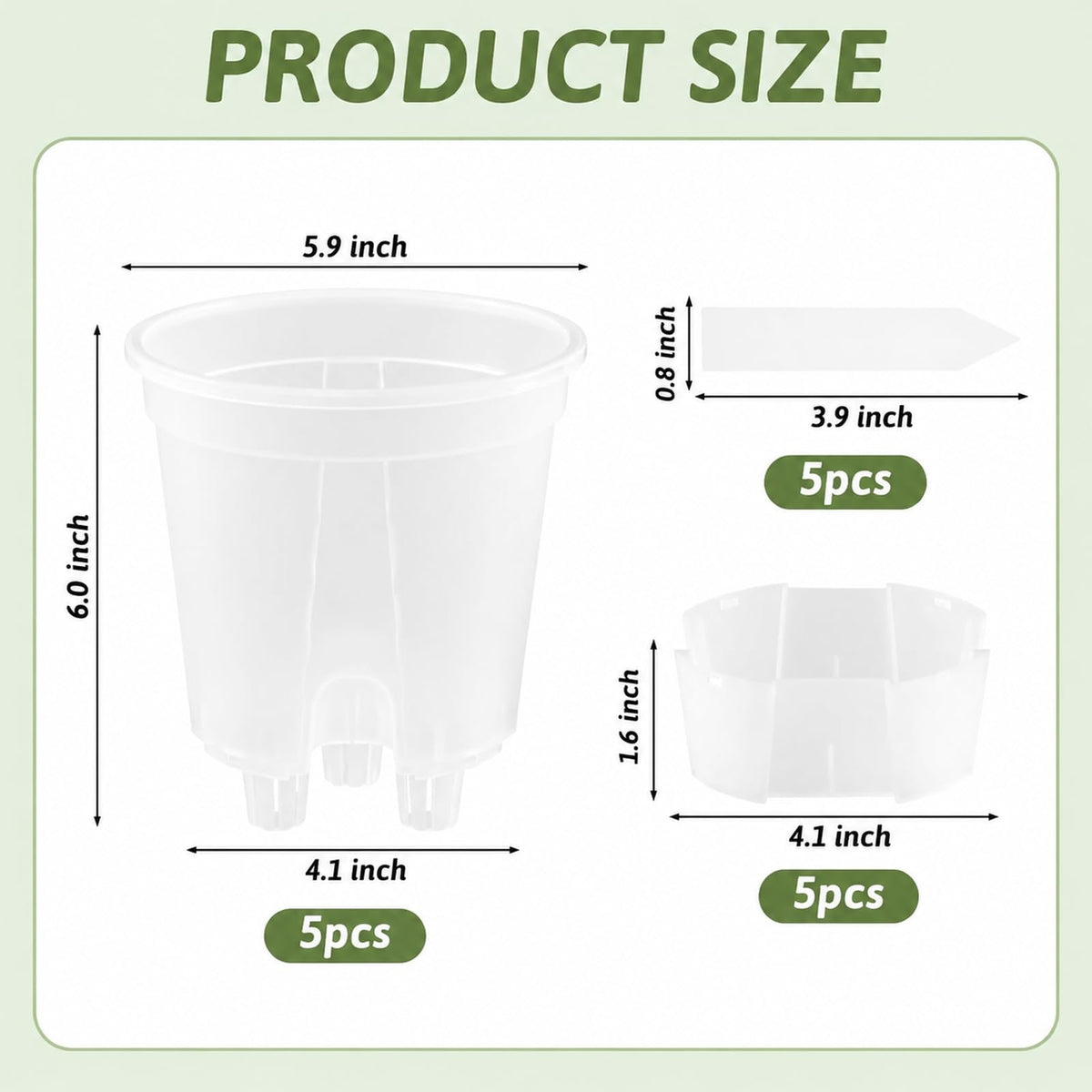 Sileasncei Self Watering Pots Clear – 5 Pcs 6" Indoor & Outdoor Planters, Deep Reservoir, High Drainage & Breathable Design, Perfect for Busy, Travel, Beginner Plant Care