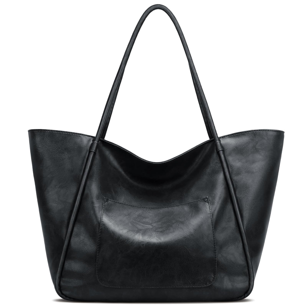 KKXIU Large Tote Bag for Women with Zipper Work Travel Purse and Handbags - Black
