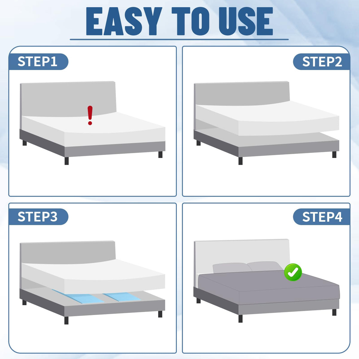 Geelin 2 Pcs Sagging Mattress Support Pads, High Density Foam Mattress Dip Fixer for Under Bed Support, 47"x25"x2" Targeted Firming Insert for Sinking Bed, Sofa Cushion Repair