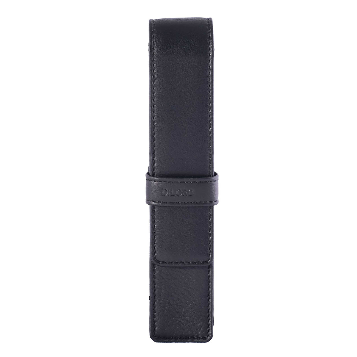 DiLoro Leather Single Pen Case Pencil Pouch Holder for One Fountain Ballpoint Rollerball Pen and Pencil (Black)