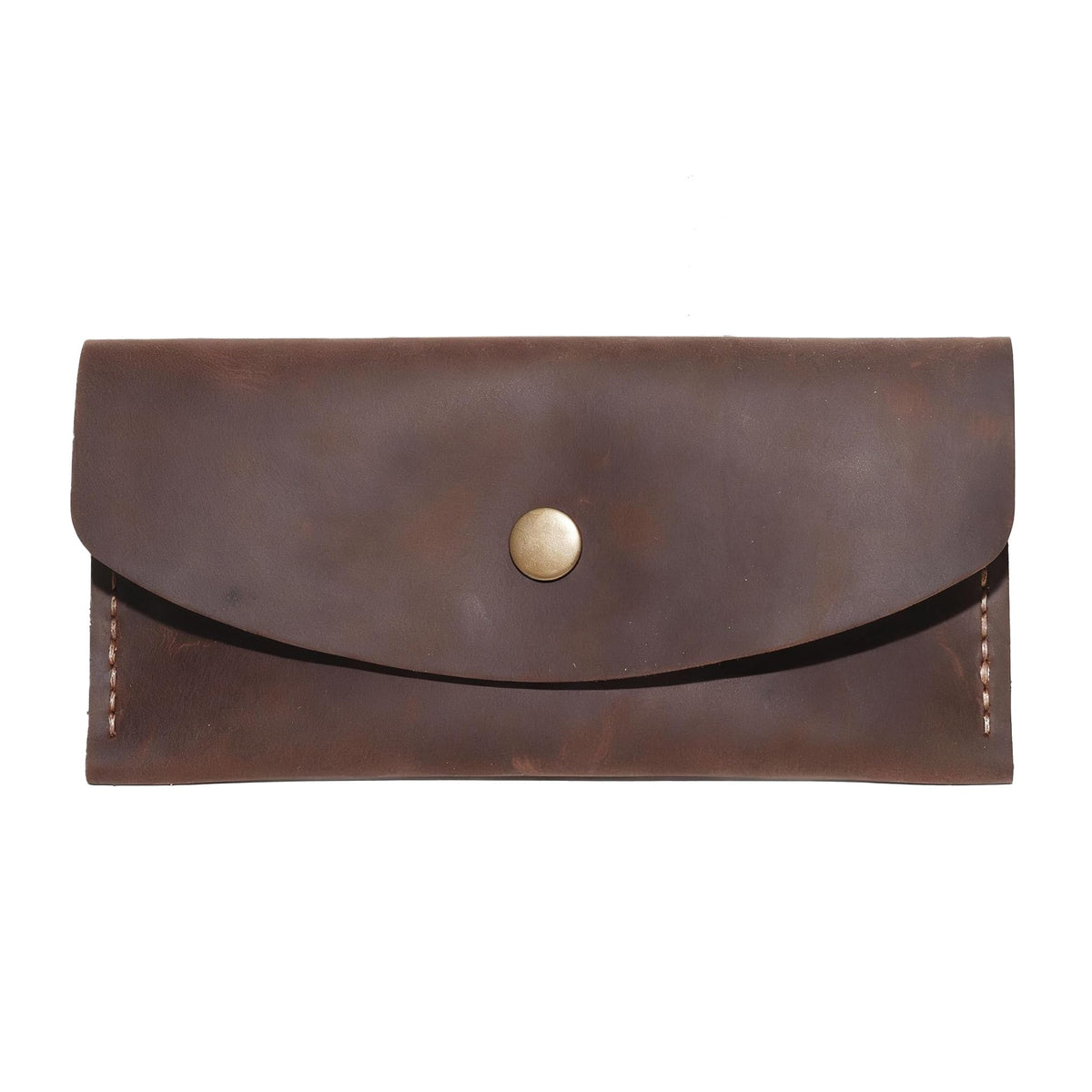 Handmade Crazy Horse Genuine Leather Envelope Wallet, Card Holder with 2 Card Slots Vintage Slim Hand-Stitched Wallet