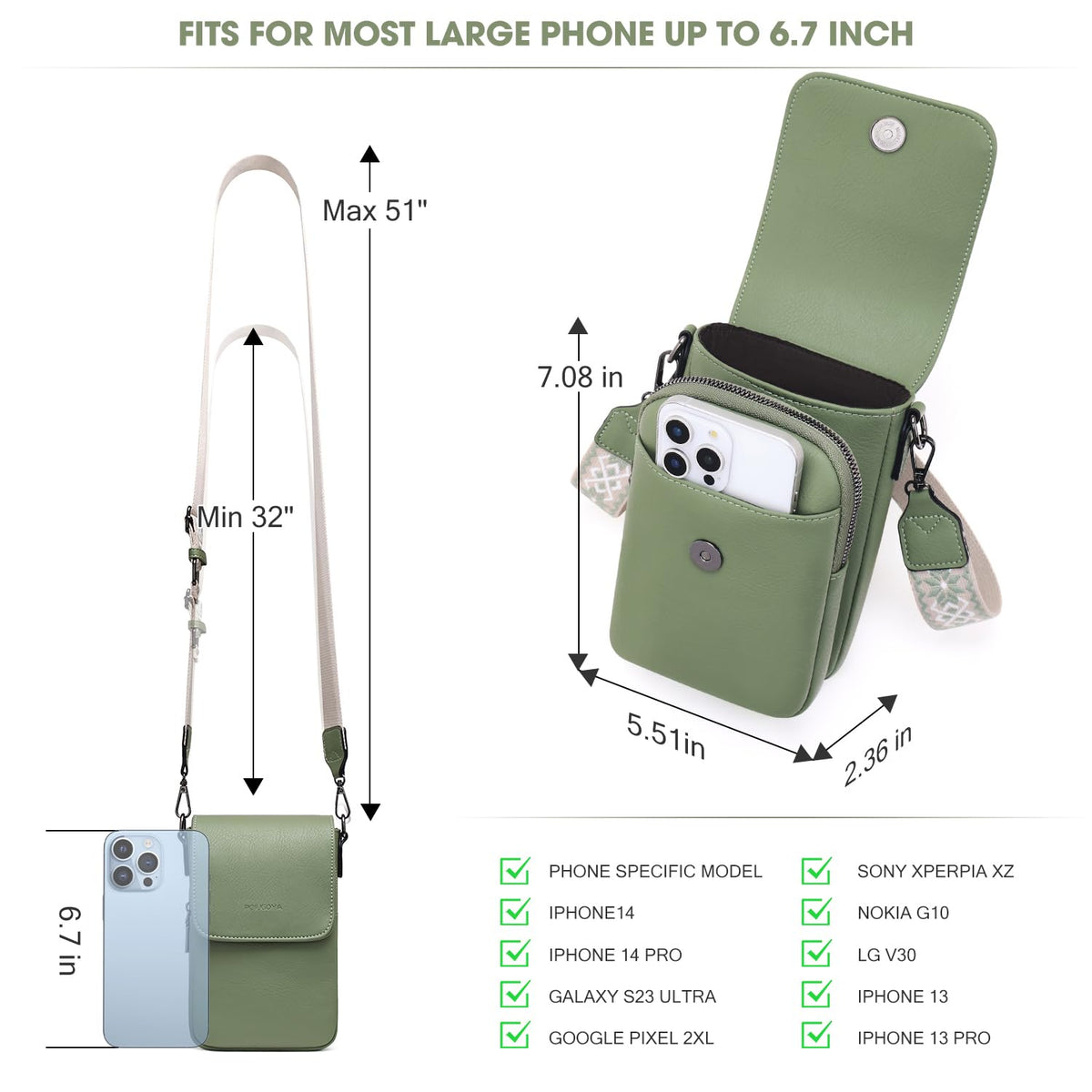 POIUGOYA Small Crossbody Bags for Women Trendy,Leather Triple Compartment Cell Phone Crossbody Wallet Purses with Card Slots