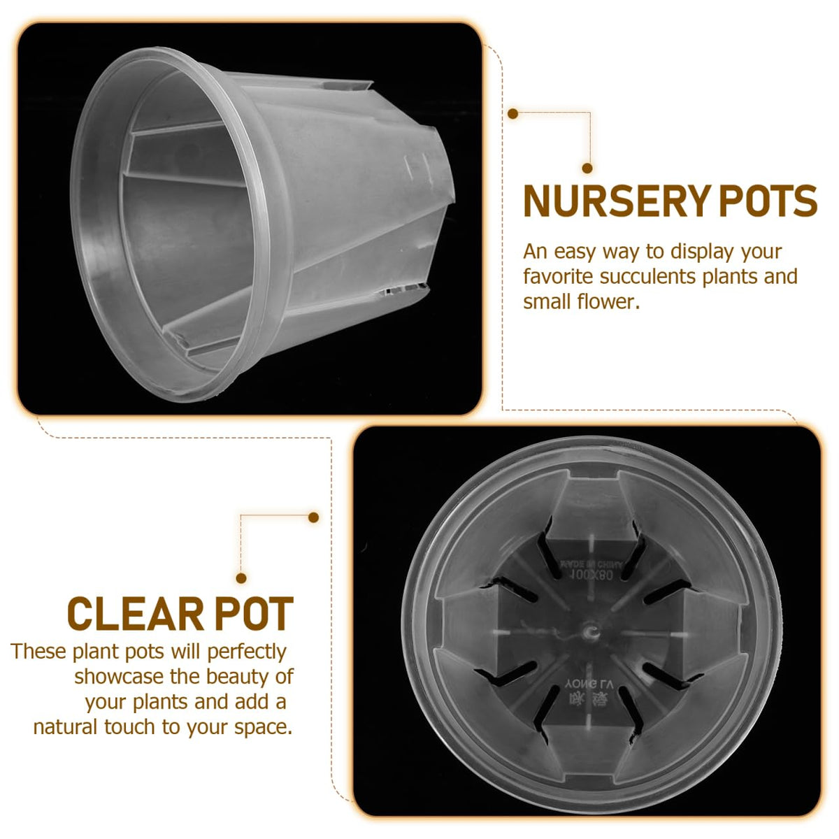 Alasum Transparent Planter Pots with Drainage Holes 10 Pack Clear Plastic Nursery Pots 3.93X3.93X3.14In for Succulents Cactus Orchid Small Flowers Root Control for Home Office