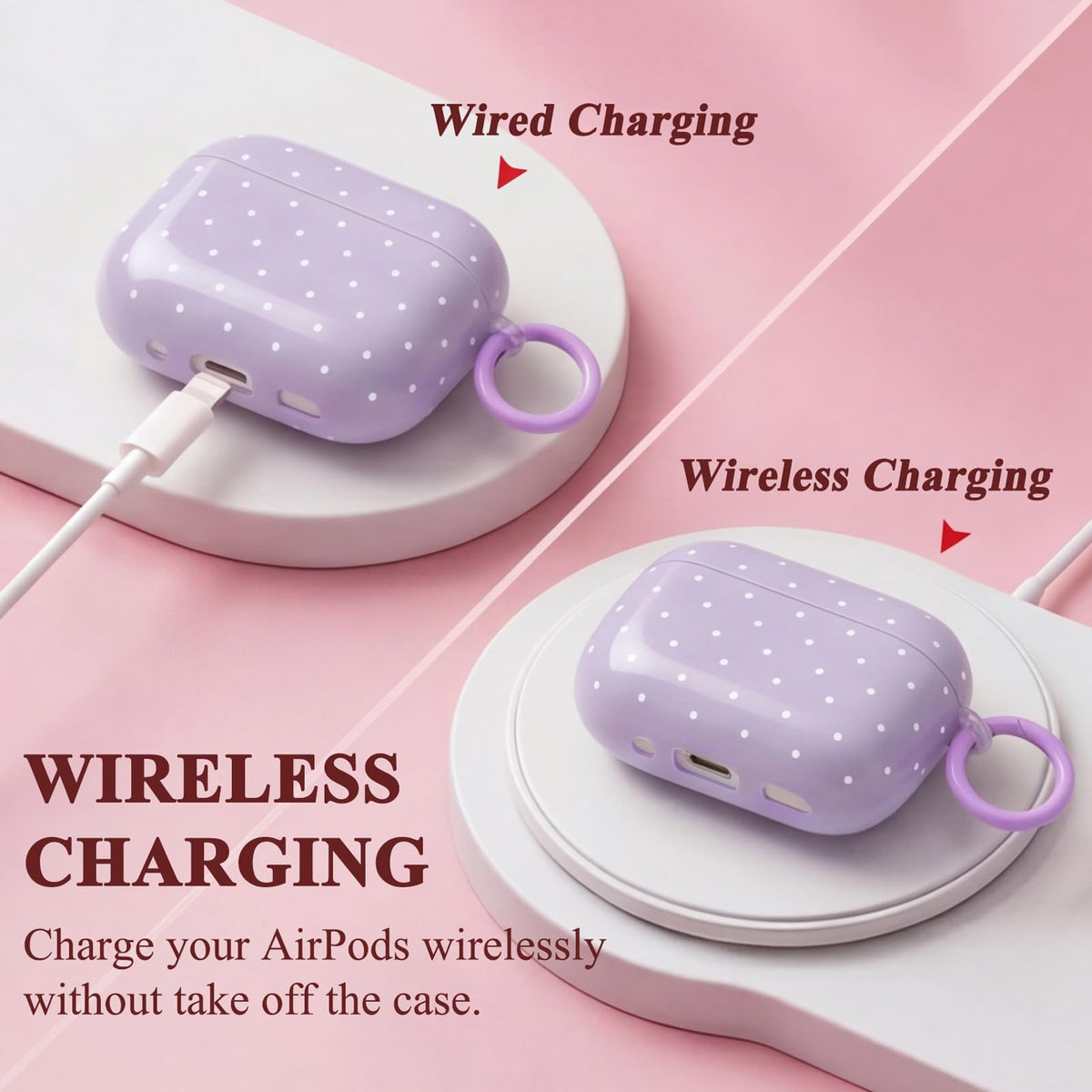 Kimiyaki for AirPods Pro 3 Case Cute Polka Dot Pattern Design Case for Girls Woman Full Protective Shockproof Keychain Cover with Cleaner Kit for Airpods Pro 3rd(2025)