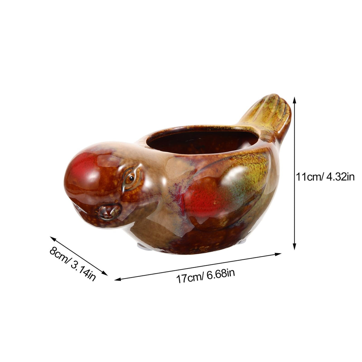 Holibanna Ceramic Succulent Pots Bird Design Small Planter for Indoor Balcony Garden Decorative Flower Pot with Glazed Finish