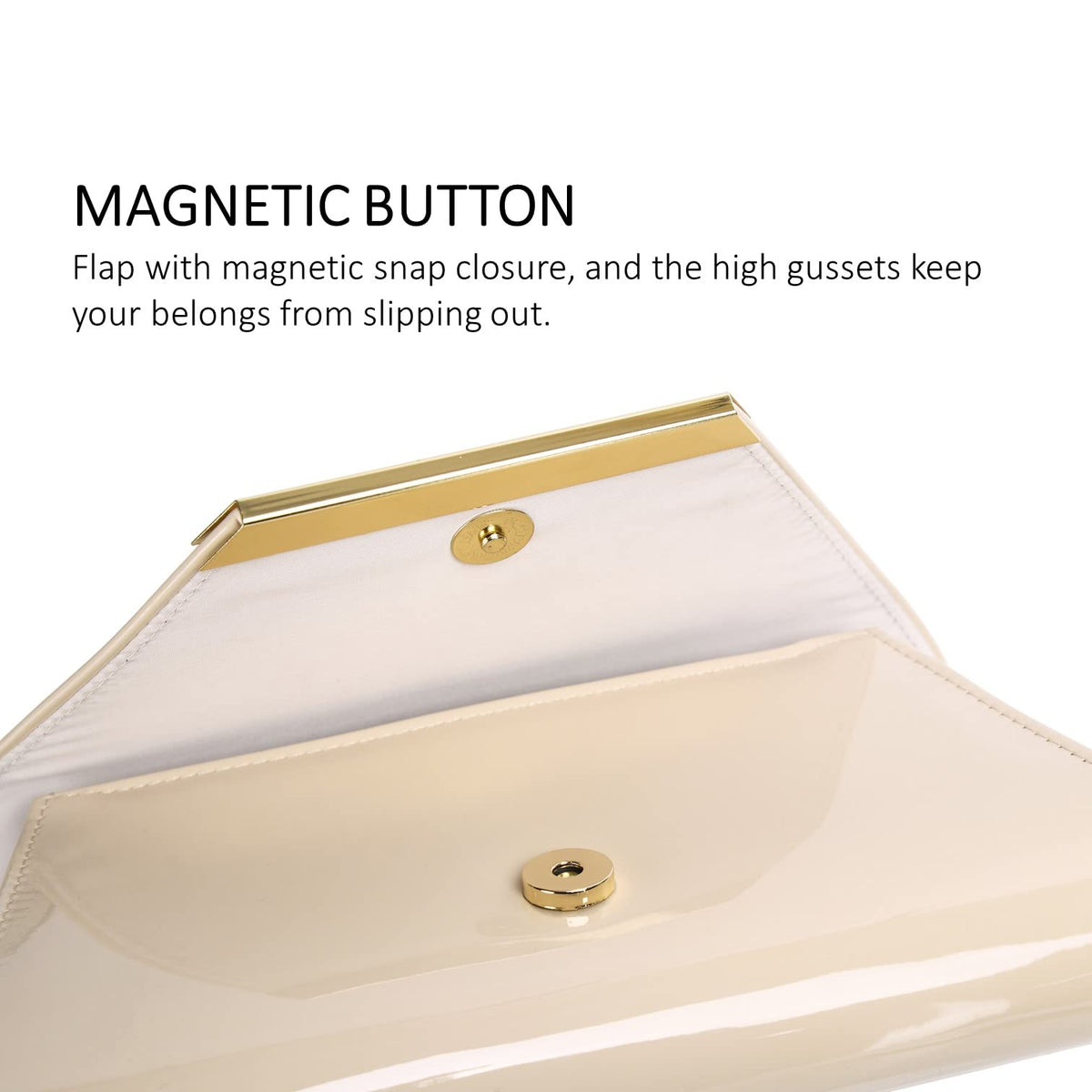 Patent Leather Envelope Clutch Womens Evening Handbag Stylish Shoulder Bag Purse for Christmas Wedding Party Prom(Nude 265)