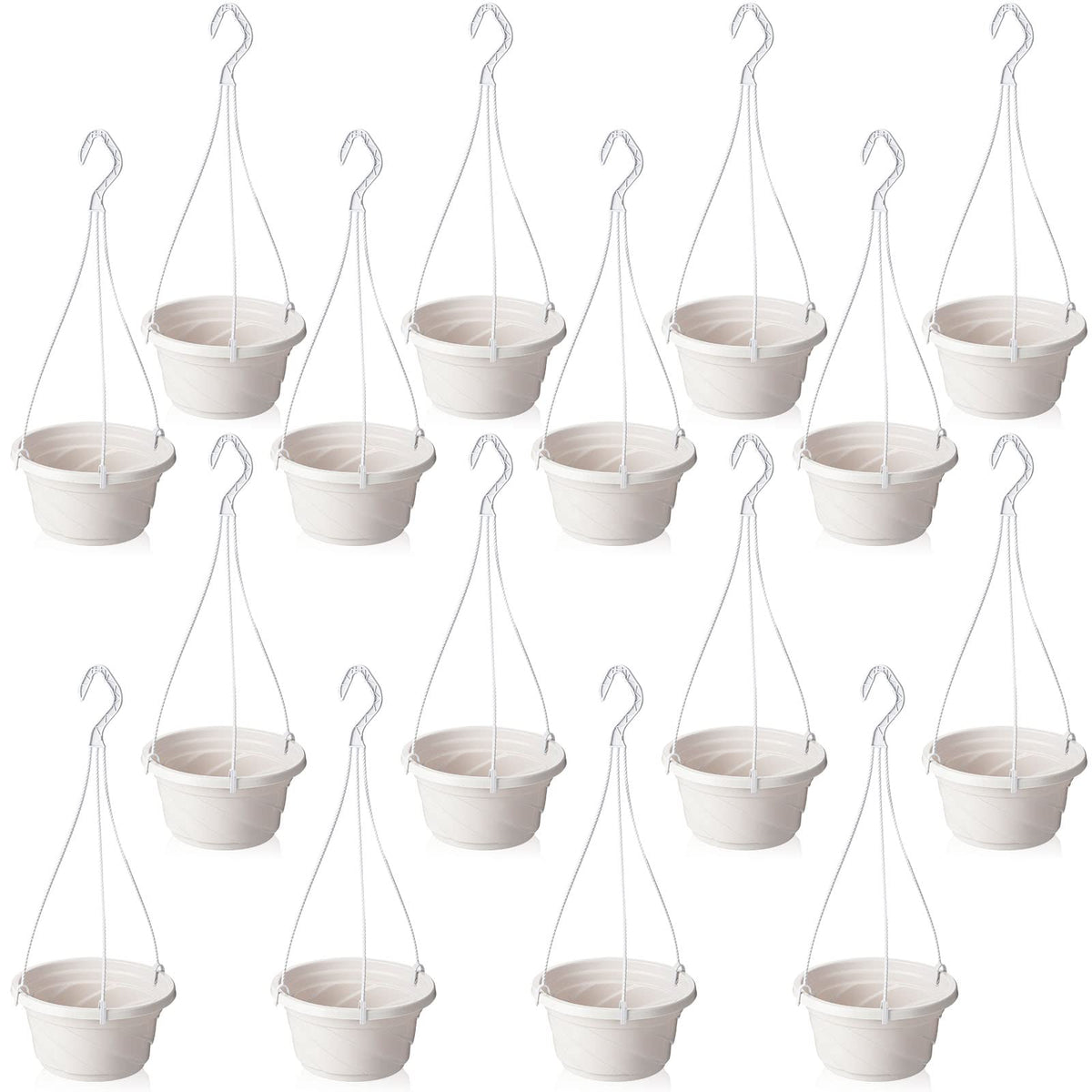 EBOOT 16 Pcs Hanging Plants Outdoor 7 Inch Flower Pot Bulk Hanging Baskets for Plants with Drainage Hole Plant Pots for Outdoor Outside Indoor Garden Balcony(White)