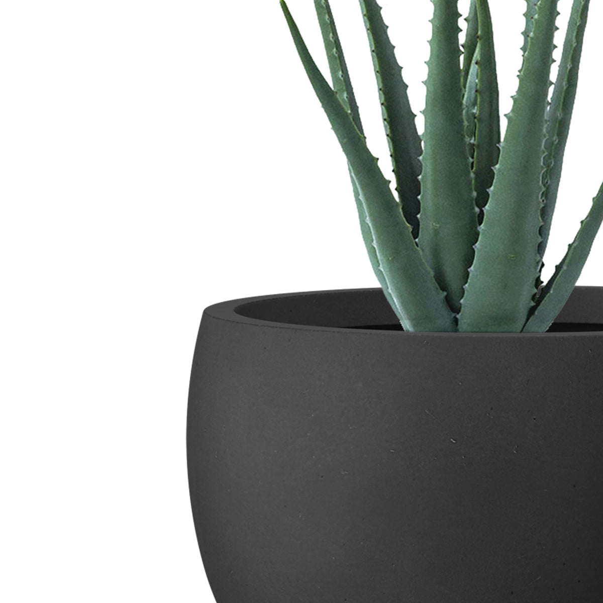 Kante 11.8" Dia Round Concrete Planter, Outdoor/Indoor Large Bowl Plant Pots with Drainage Hole and Rubber Plug for Garden Patio Balcony Home, Black