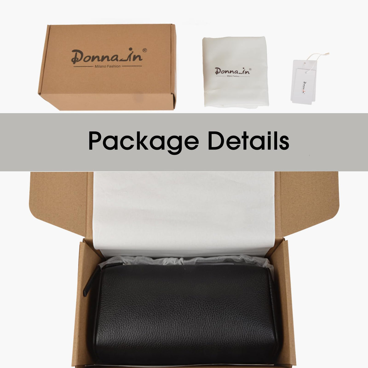 DONNAIN Premium Full-Grained Leather Crossbody Purses for Women, Hobo Bags for Women Crossbody with Adjustable Strap (Black-Lychee pattern, Small)