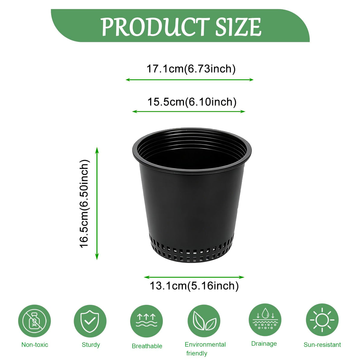 Gyfofix 1 Gallon Black Nursery Pots, 3 Pack 7 Inch Plastic Tidal Planter, Heavy Duty Breathable Mesh Plant Pots with Drainage Holes, Durable Net Cups for Indoor and Outdoor Gardening