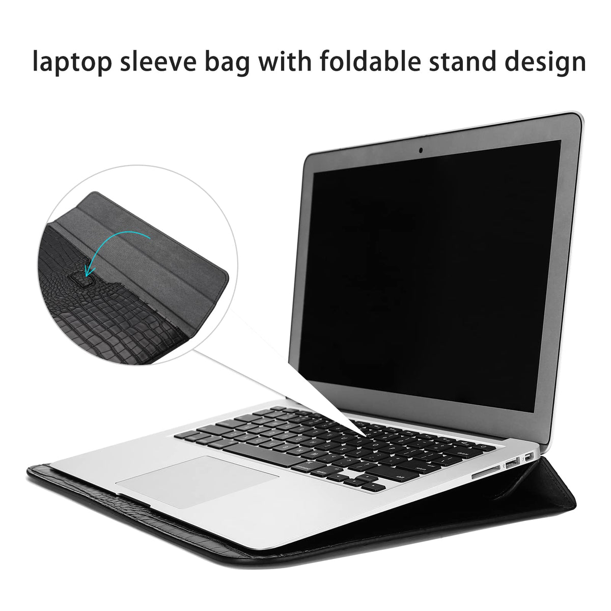 MOSISO Laptop Case 13 inch, 13 inch Laptop Sleeve Compatible with MacBook Neo 13 A18 Pro A3404 Air M4 M3 M2 M1 2026-2018 / Pro M2 M1 2026-2016, Crocodile Grain PU Leather Flap Case Bag, Black