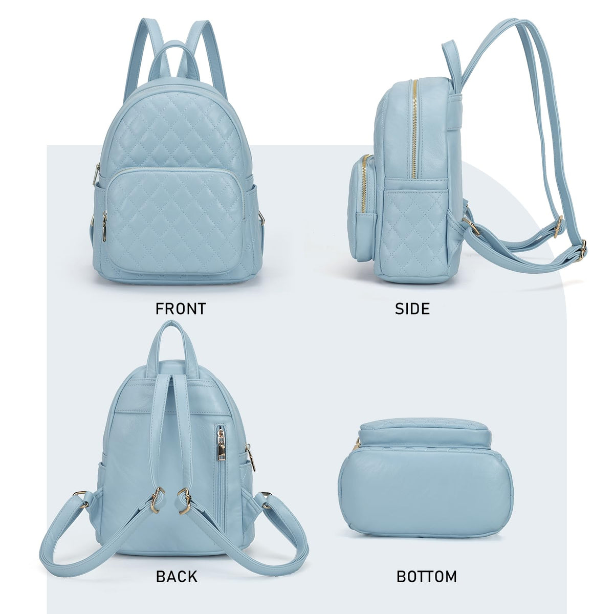 KL928 Quilted Mini Backpack for Women, PU Leather Backpack Purse Designer Satchel Bag, Small Casual Daypack for Ladies