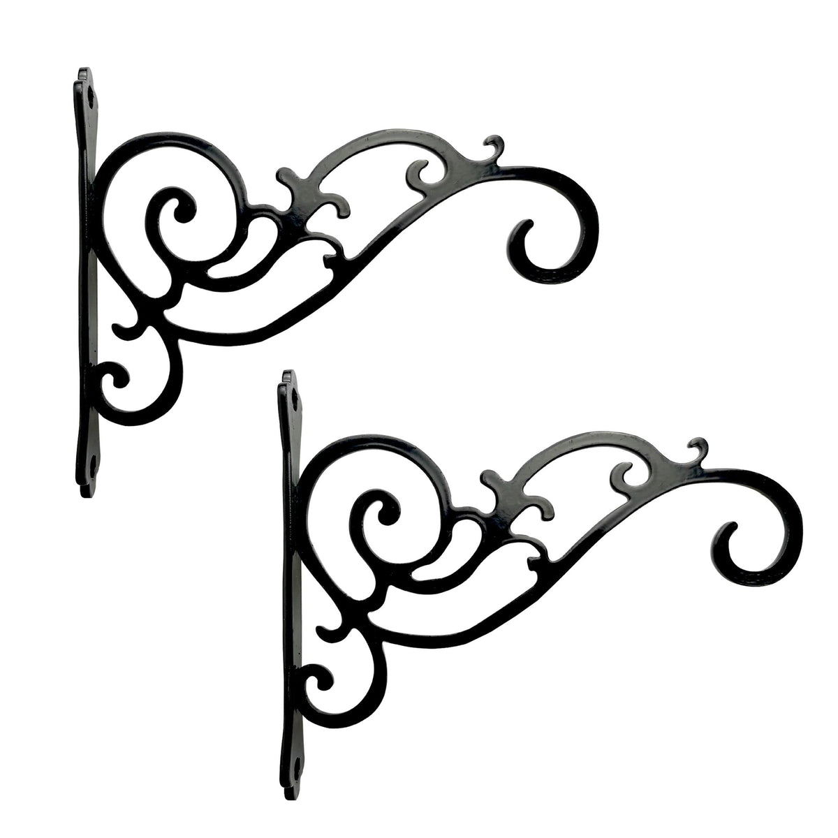 N+A Sunshine Iron Metal Hanging Planter Bracket, 2 Pack Wall Hooks for Hanging Birds Feeders, Latern, Wind Chimes, Coat, Decorative Indoor Outdoor (Black)