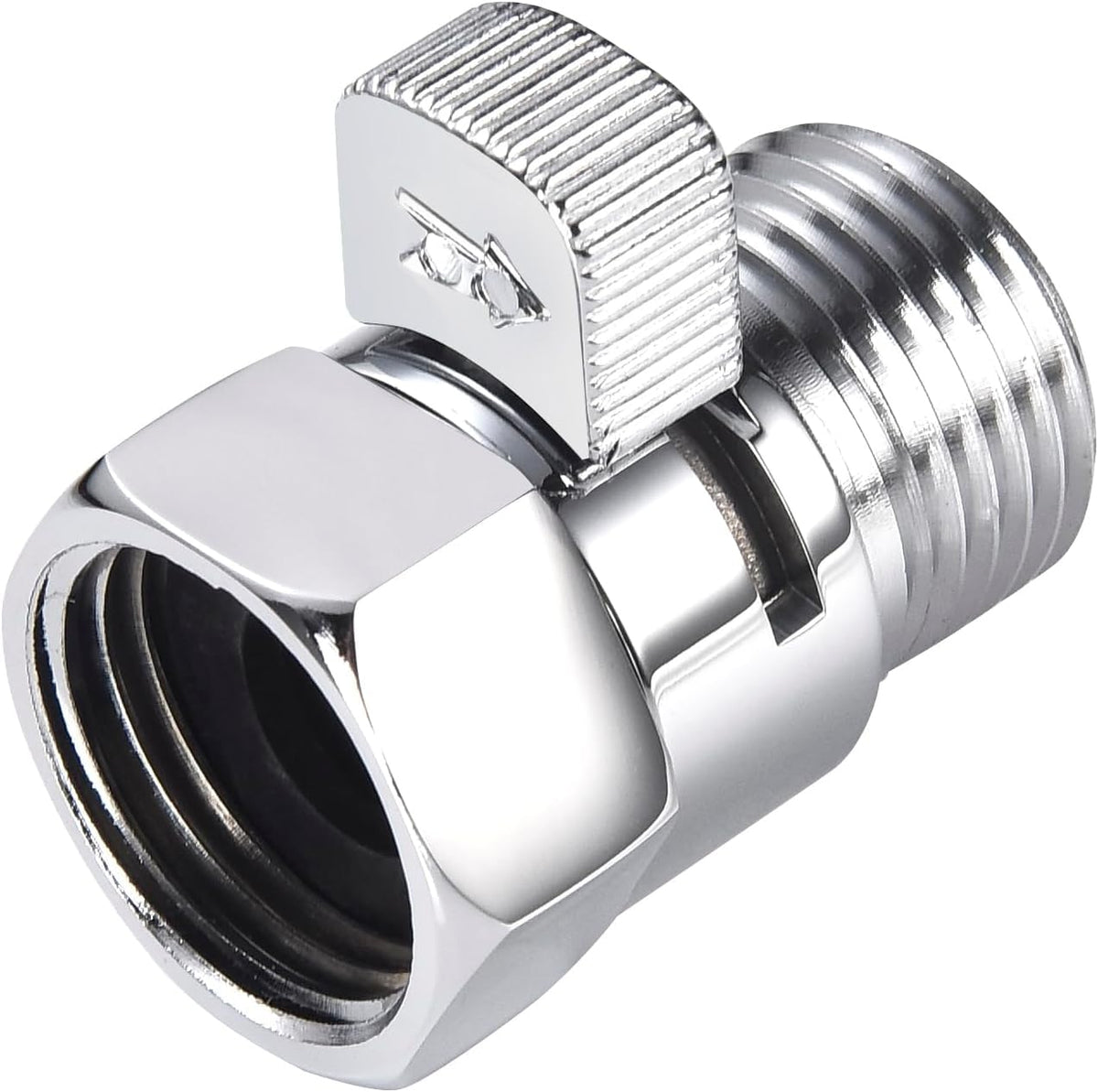 Chrome Water Flow Control Valve, G1/2" Shower Head Flow Control Valve, Brass Shut Off Valve for Handheld Shower, Water Pressure Regulator Replacement for Shower System