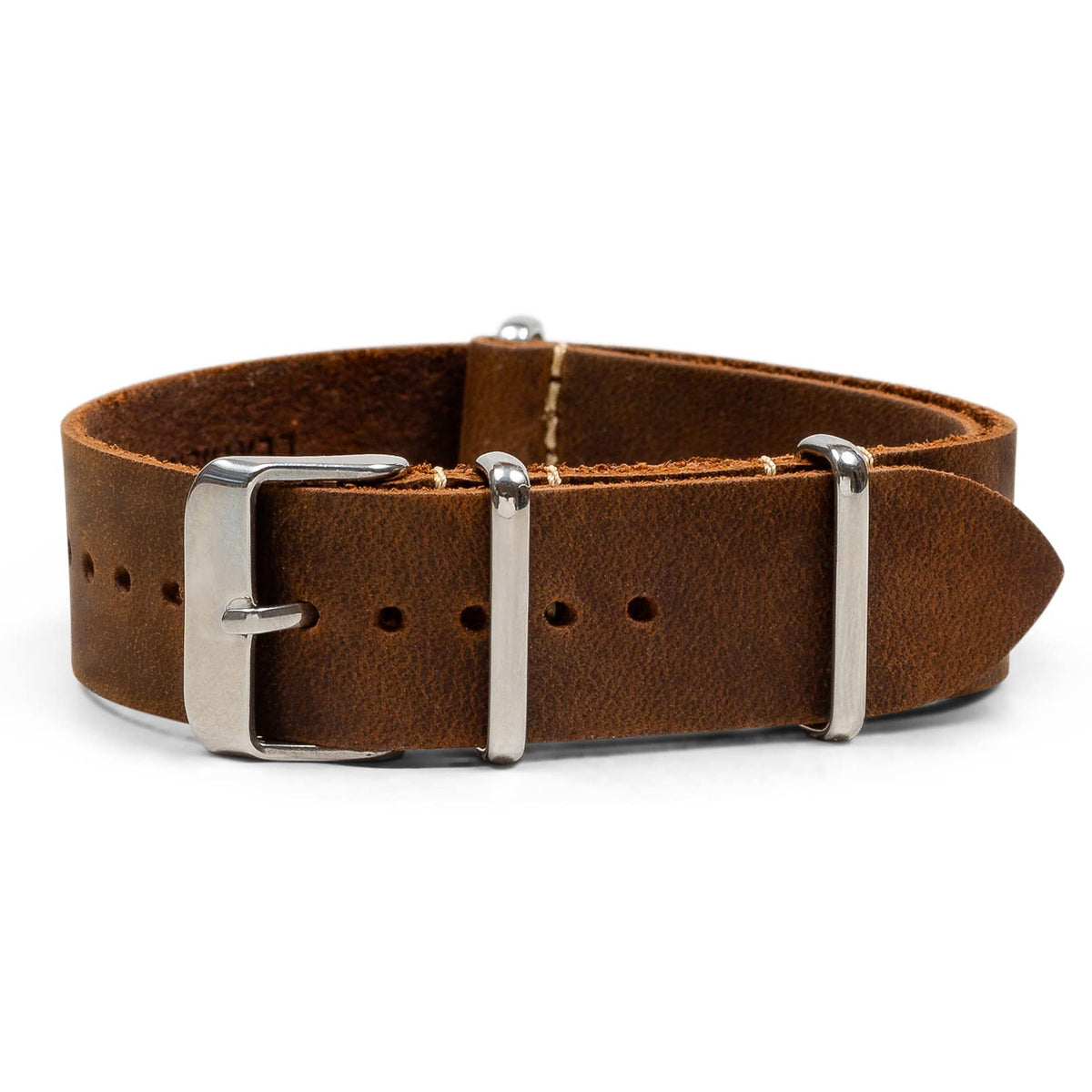 Benchmark Basics Leather Watch Band - Crazy Horse Oiled Leather One-Piece Watch Straps for Men & Women - 24mm, Dark Brown