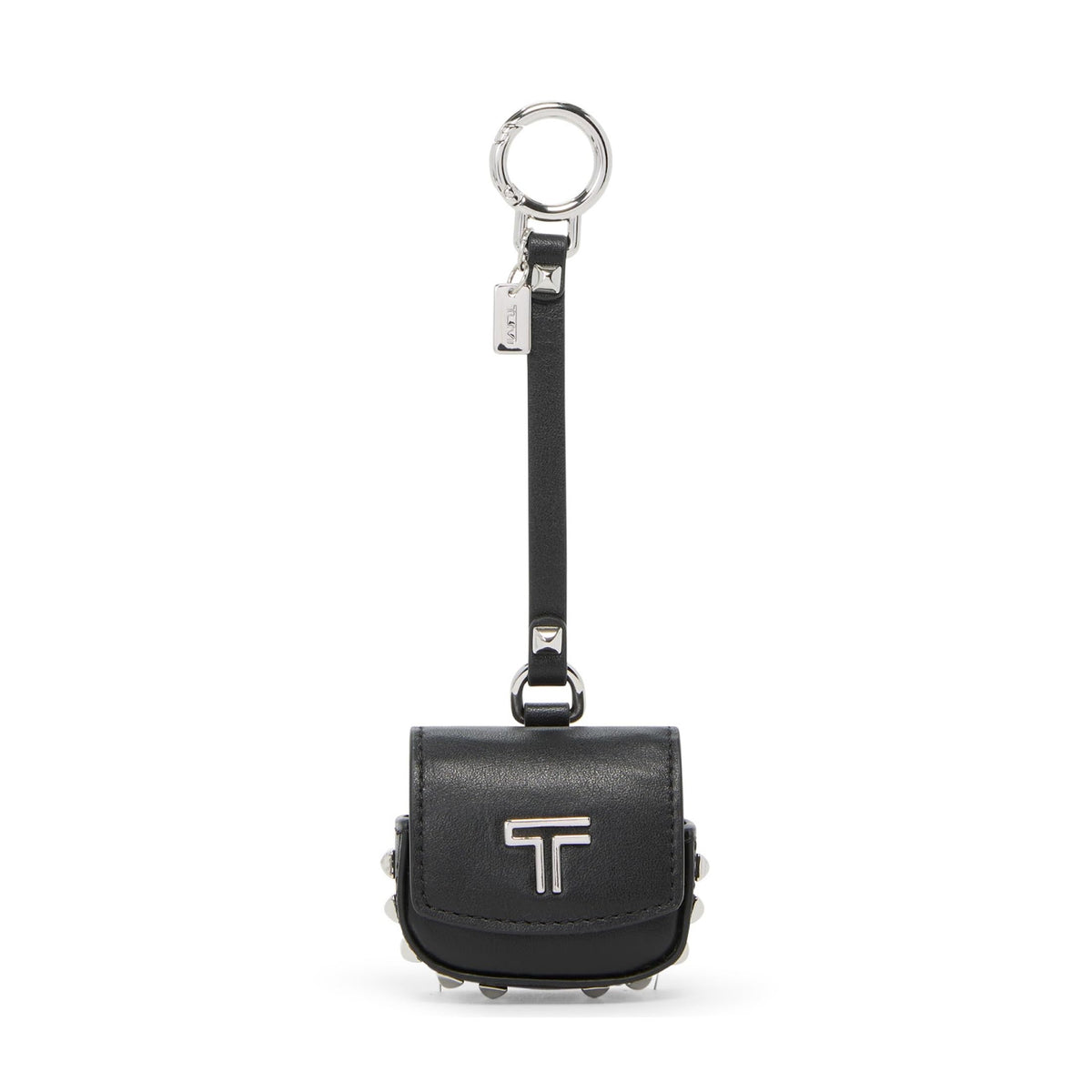 TUMI - Belden Airpods Charm - Men's and Women's Premium Leather Earbud Case - Black Studded