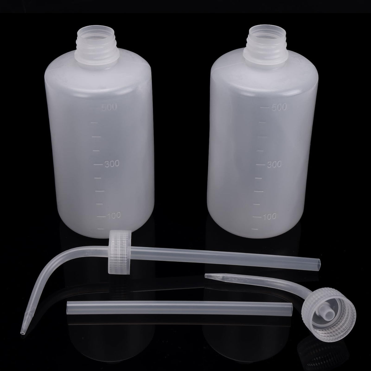 DEPEPE 6pcs 500ml Plastic Safety Wash Bottles - Lab Squeeze LDPE Squirt Tattoo Bottle With Narrow Mouth and Scale Labels (17oz x 6)