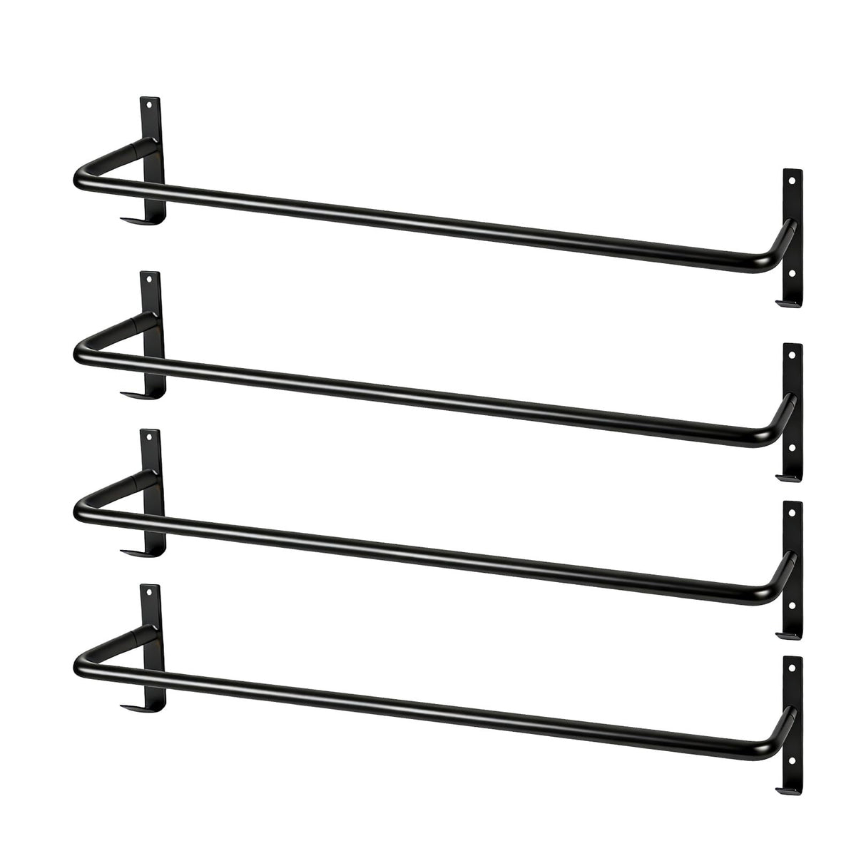Zwinz 4Pcs Heavy Duty Horse Blanket Rack with Bridle Hooks, Wall Mounted Assembled Blanket Bar, Saddle Pad Rack for Horse Tack Storage, Black