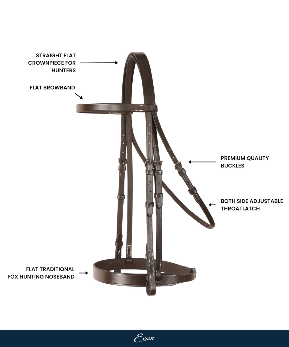 ExionPro Traditionally Hunter Bridle with Laced Reins | Premium Leather English Bridle for Horses | Jumping Snaffle Bridle | Equestrian Tack for Show Ring, Schooling & Training
