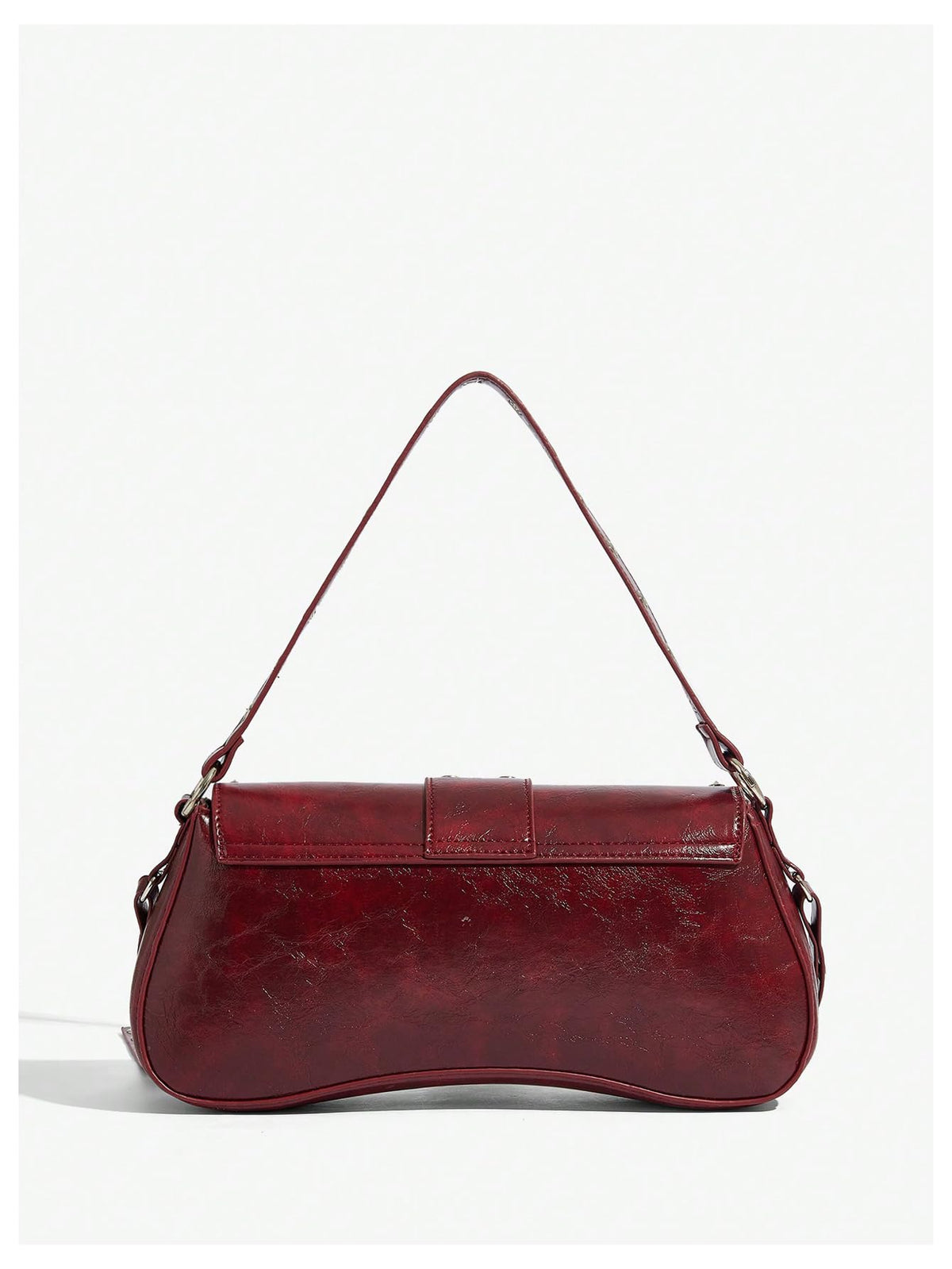 MakeMeChic Women's Shoulder Bags Y2K PU Leather Clutch Small Purse Bags Burgundy One Size