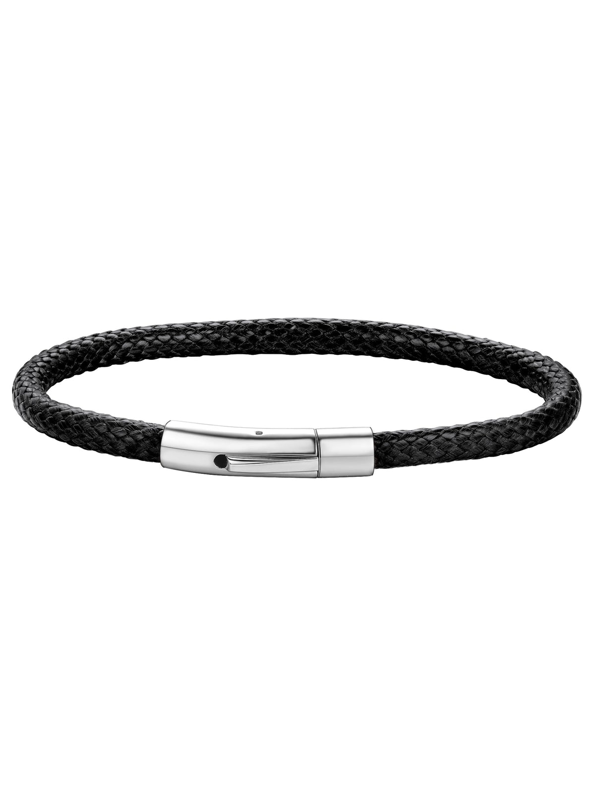 ChainsHouse Mens Waterproof Leather Bracelet 5mm 8.7inch Black Wrap Cuff Bangle for Male Birthday Gift