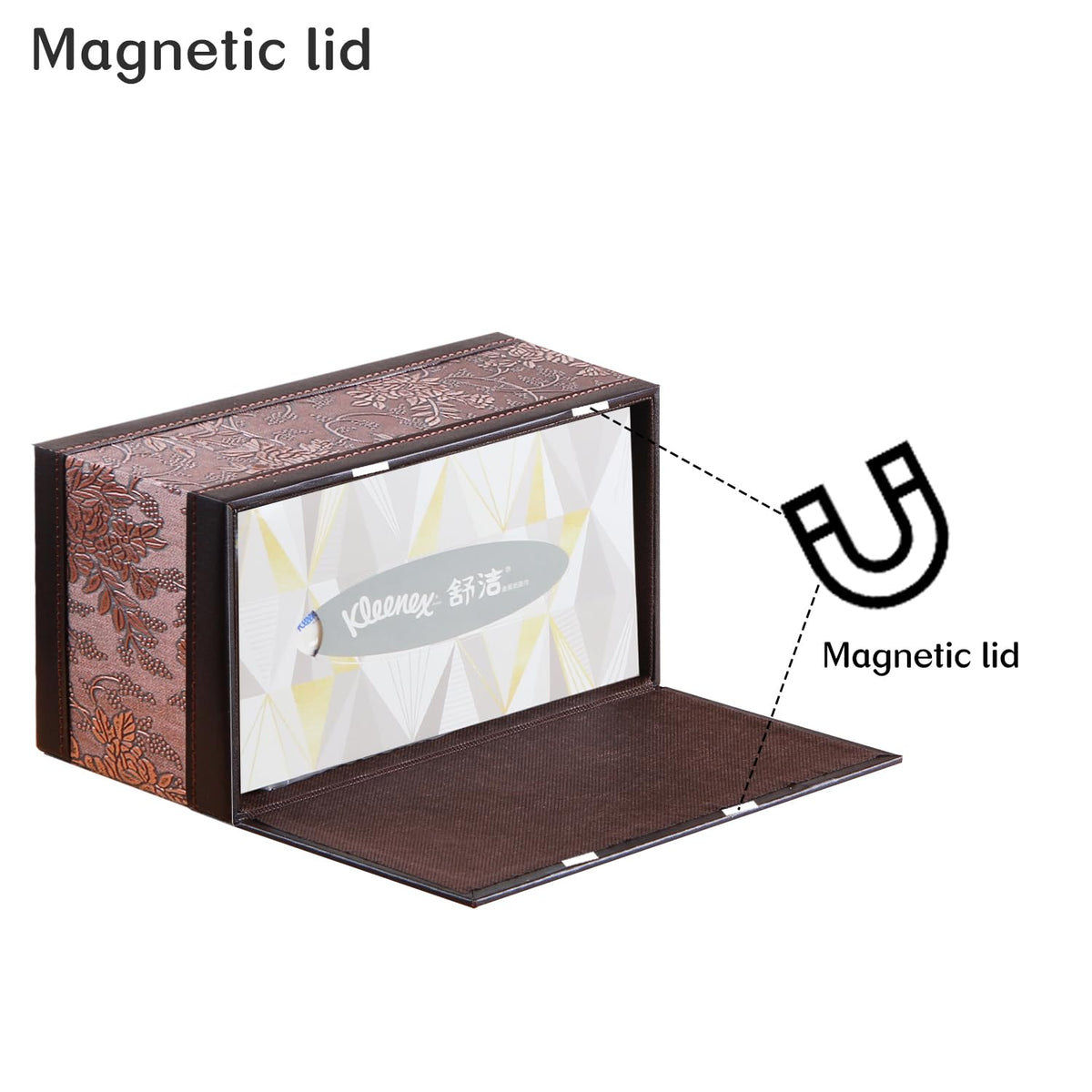 Leather Tissue Box Cover Rectangle,Tissues Box Holder Modern Rectangular Facial Paper Towels Organizer,Box Tissue Dispenser Decor Accessories for Bathroom NightStand Coffee Table Desk Home Office.