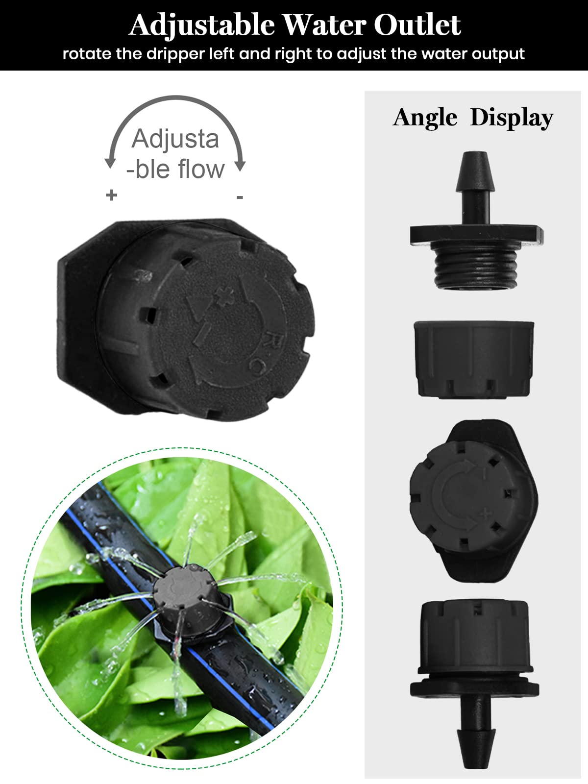 Kalolary 200PCS Drip Irrigation Emitters Drip Emitters for 1/4 Drip Irrigation Tubing Pressure Compensating Dripper Emitters System Drip Tip Constant Flow Drip System Parts for Garden Supplies (2 GPH)