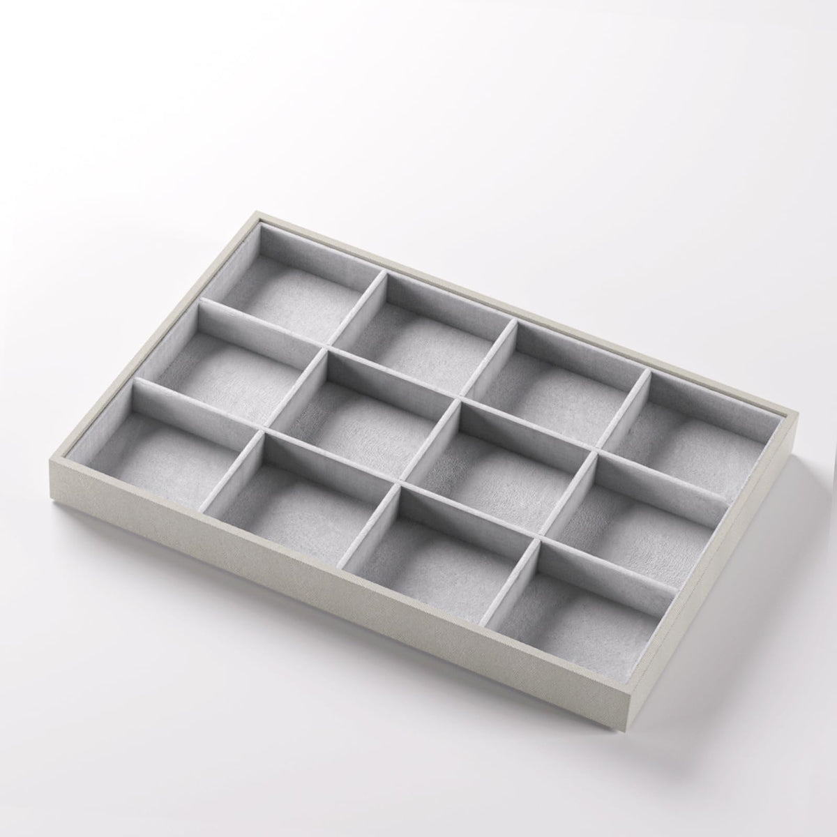 Gghenda 2-Piece Gray leather Stackable Jewelry Organizer Tray Set, Bracelet Ring Earring Holder Box, Necklace Display Stand for Storage and Retail Display (Necklace)