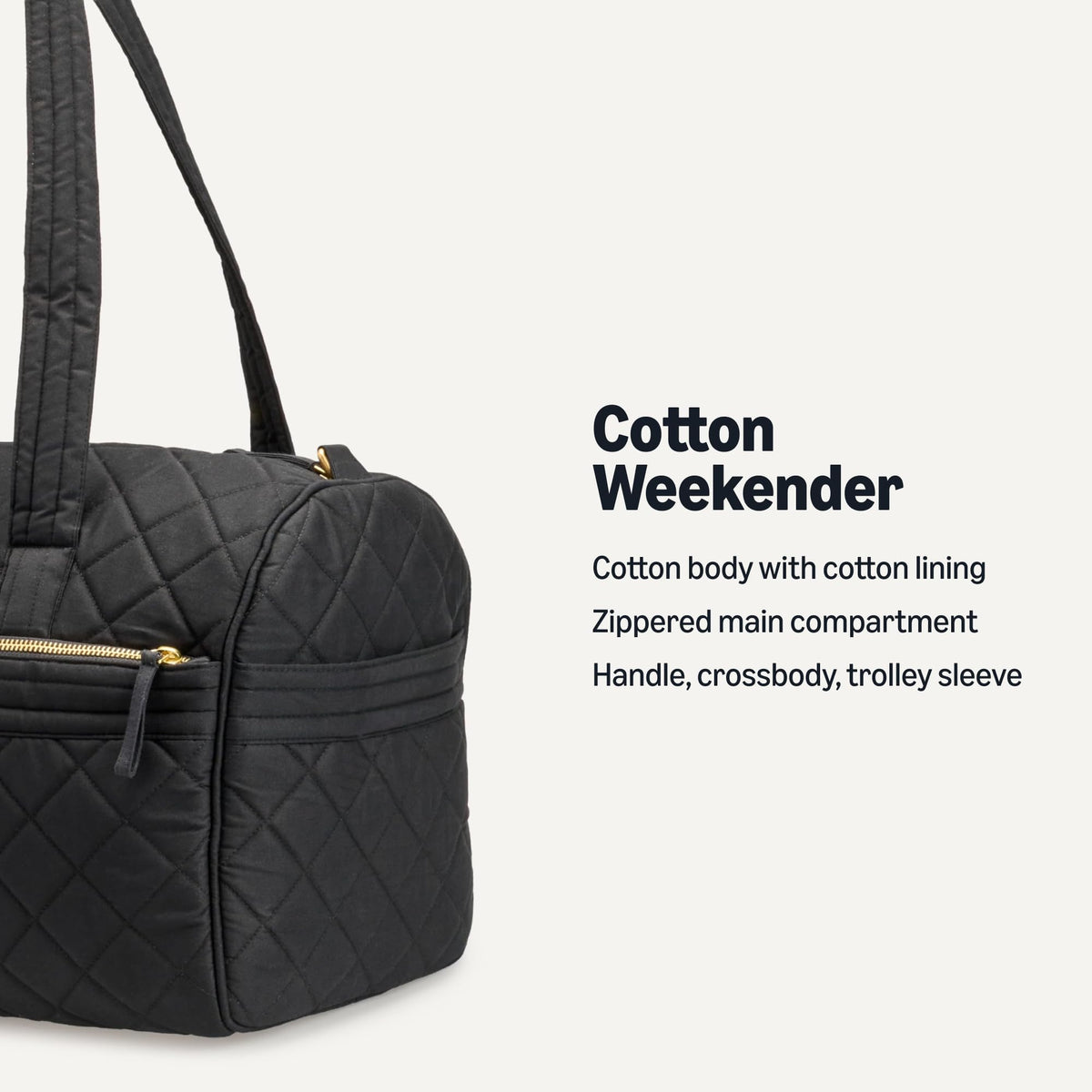Amazon Essentials Women's Quilted Weekender Duffel Gym Bag with Trolley Sleeve, Black, One Size