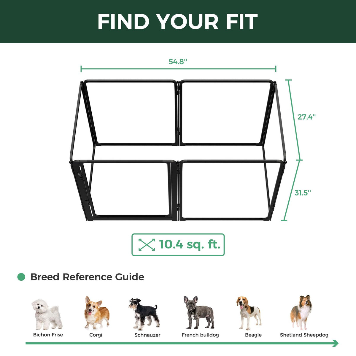 FXW AuraSpace Pro Acrylic Indoor Dog Playpen, Heavy-Duty with Metal Frame, 32" Height 6 Panels for Small and Medium Dogs, Black│Patented