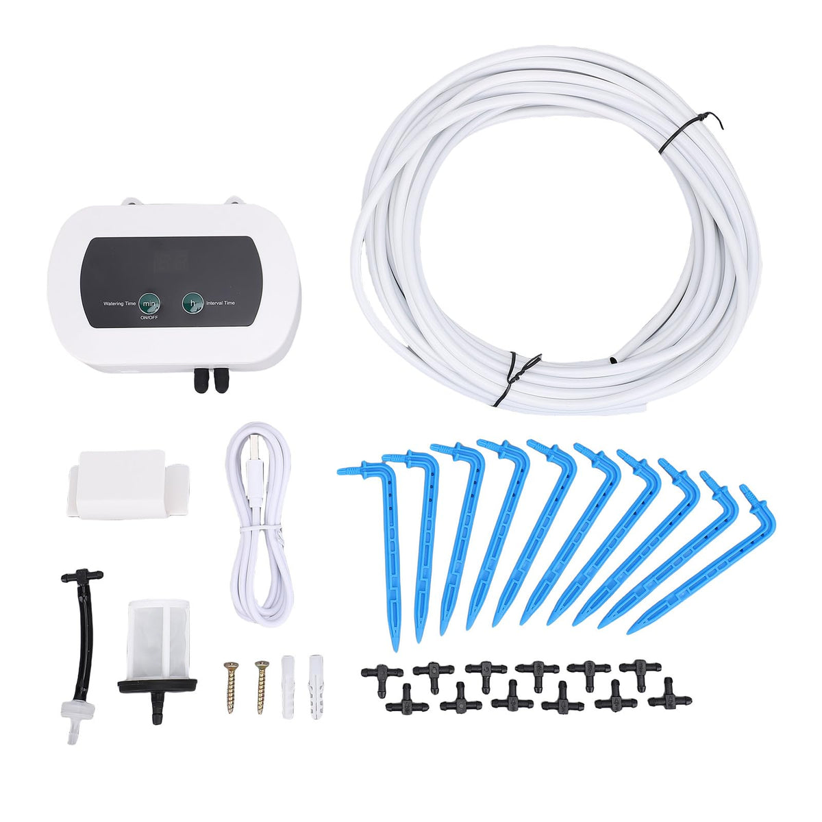 ZJchao Smart Automatic Plant Watering System, 400ml per min Flowrate Programmable Timer Drip Irrigation Kit with LED Display for Indoor Outdoor Garden Office Home Water 10 Potted Plants (BSV-IC201)