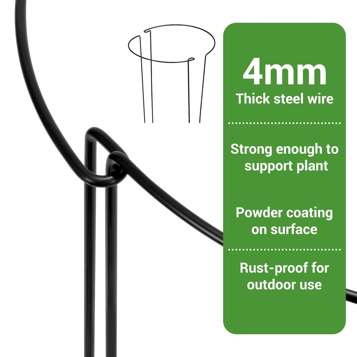 Kikhope Plant Support Stakes, 8 Pack Metal Garden Stakes Plant Cage, Half Round Peony Support Cage, Border Support, Plant Support Rings for Outdoor Indoor Plants, Vegetable, Flowers (9.8" W x 15.7" H)
