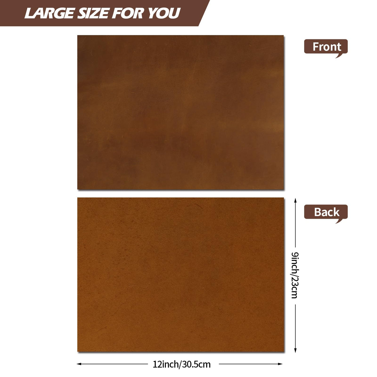 Jack&Chris 9"x12" Tooling Square 1.8-2.0MM Thick Genuine Top Full Grain Leather Leather Sheets for Crafts Tooling Sewing Crazy Horse Cowhide