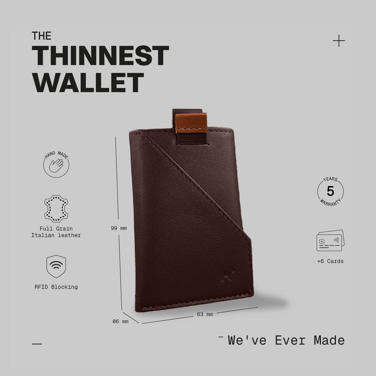 The Frenchie Co. - Speed Cardholder - Minimalist Front Pocket Wallet - Ultra-Slim Rfid-blocking - Quick-Access Card Slot for Business & Credit Cards - Full-Grain Italian Leather